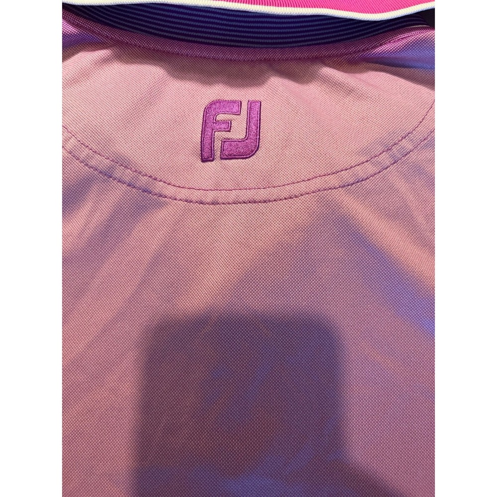 FootJoy FJ Golf Polo‎ Shirt Mens Medium Pink Performance DryJoy 1928 Embroidered - Picture 5 of 5